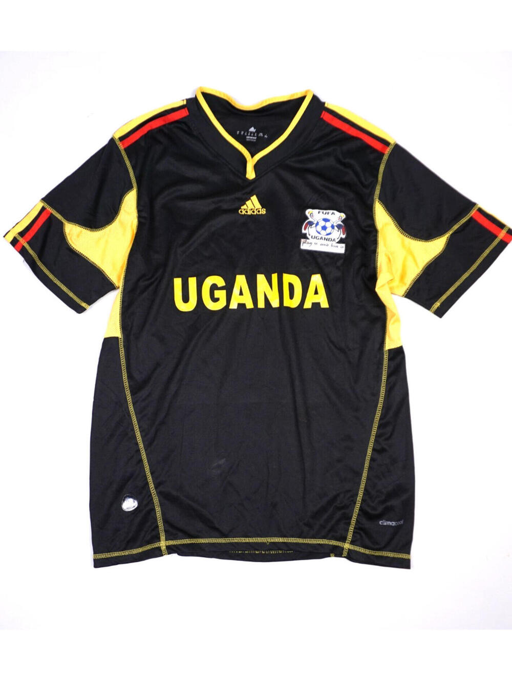 Adidas Uganda National Team Soccer Jersey XL Cranes Black Red Yellow Climacool